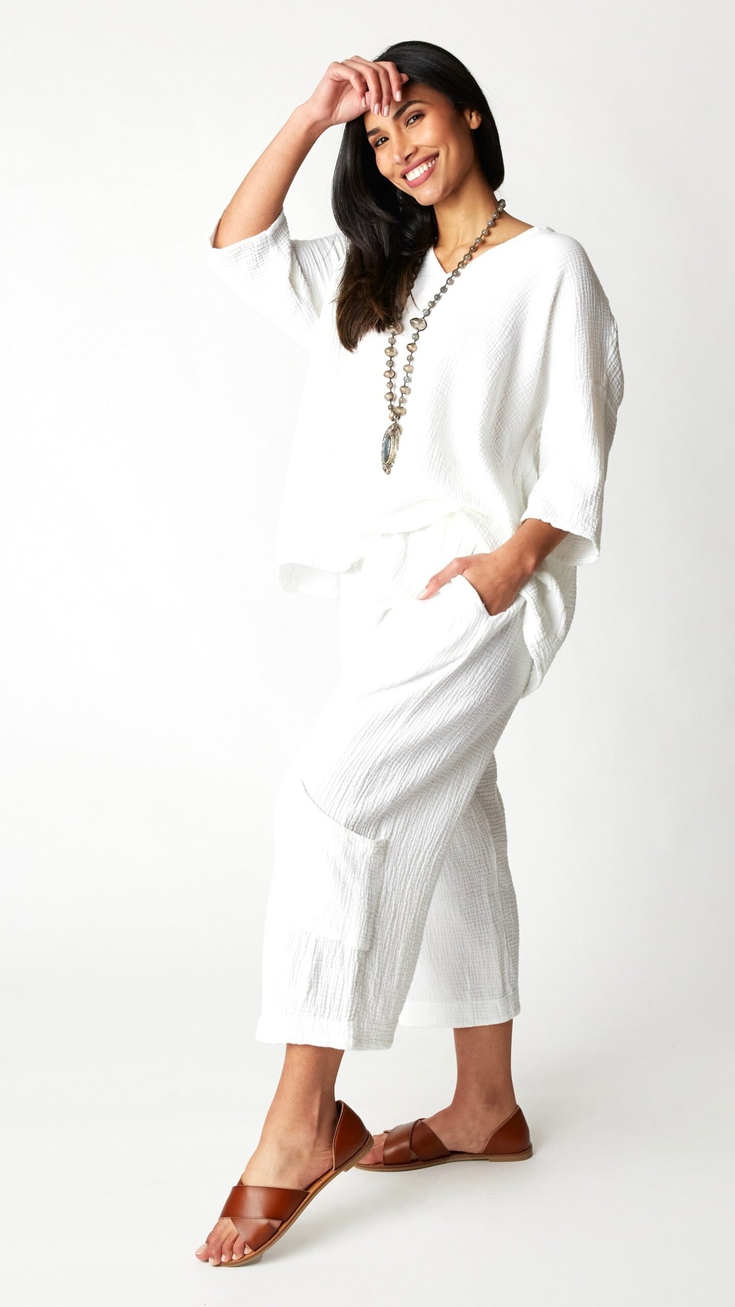 Bryn Walker Casbah Pant- Crinkle Cotton - White
