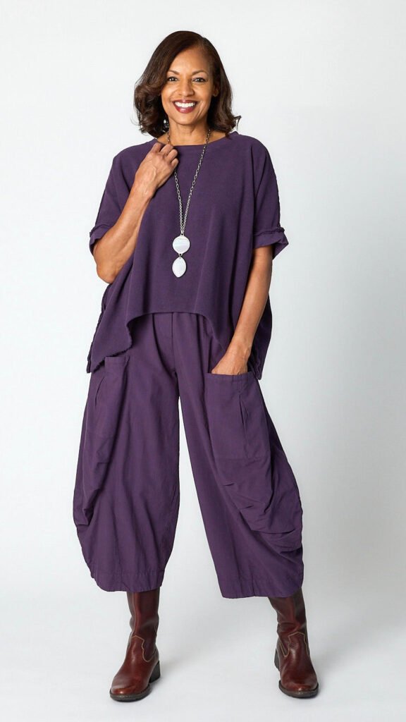 Gerties 11 Stitch Double Pocket Pant - Tencel/Cotton - Eggplant